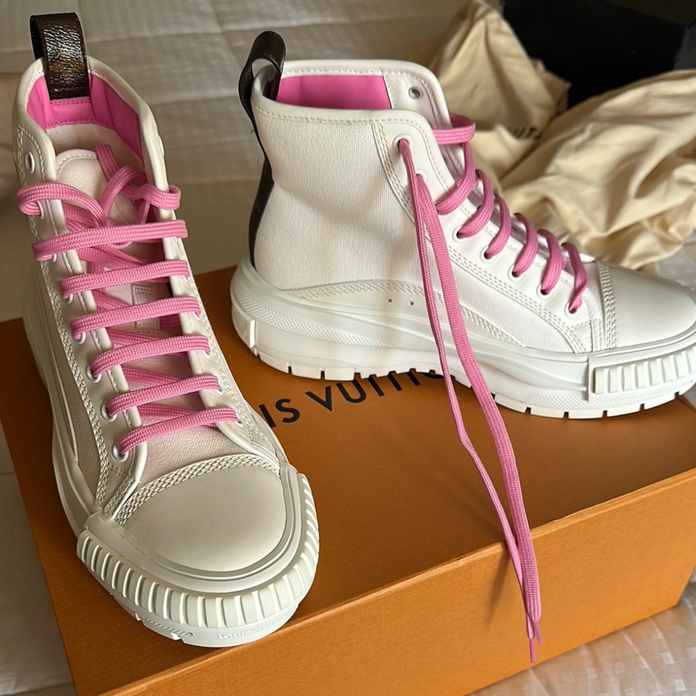 Louis Vuitton Pink and White Chunky Sole Sneakers